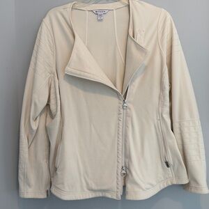 Athleta Off-White Fleece Moto style Jacket 3X